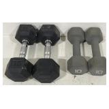(H) 15lbs And 10lbs Dumbbell Weights