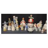 (M) Lot of various porcelain bells, music boxes,