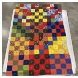 (M) Patchwork Quilt w/ Plaid Backing. (Approx.