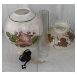 (H) Lot Of Glass Oil Lamp Shades & Small Oil lamp