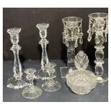 (H) Lot of Glass Candle Sticks & Decorative Glass