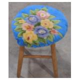 (P) Wooden Floral Design Stool. Measures