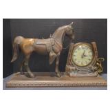 (AM) Vintage Lanshire Metal Clock, with Horse
