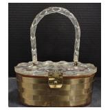 (M) Vtg. Lucite Woven Box Purse (approx 8"L)