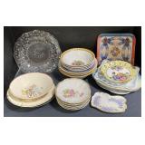 (P)Assorted Decorative Glass Bowls and Plates