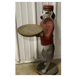(P)Dog Butler With Tray Statue Statue is
