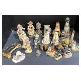 (P)Assorted Animal and Lighthouse Figurines