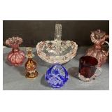 (P)Decorative Glass Vase and Basket Home Decor