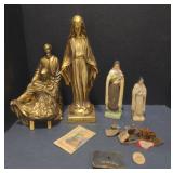 (M) Lot of various religious figures, rosaries,