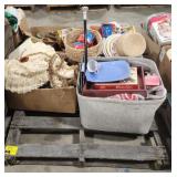 (M) Pallet Of Serving Dishes, Wicker Baskets,