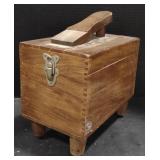 (M) Wooden Shoe Shine Box (approx 7" x 10" x 9")
