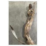 (AM) Hanging Branch Primitive Art w/ Feather And