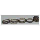 XX)Lot of (5) Sterling Silver Rings, total weight