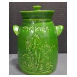 (M) Vintage Pottery Handled Cookie Jar. Measures