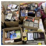 (AV) Pallet Of Books, DVDs, VHS, And Cassettes