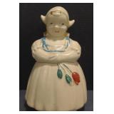 (M) Vintage Dutch Girl Pottery Cookie Jar.