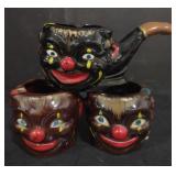 (M) Black Americana Ceramic Pipe Ashtrays (approx