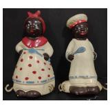 (M) Vtg. Black Americana Chalkware Wall Hooks