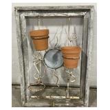 (H) Wooden Framed Plant Holder Mount 23"x16"