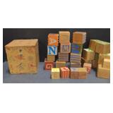 (M) Vintage Letter Blocks and a Jack in the Box