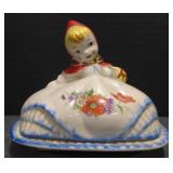 (M) Vintage Red Riding Hood Pottery Butter