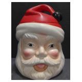(M) Vintage Santa Bust Pottery Cookie Jar.