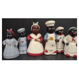 (M) Vtg. Ceramic Black Americana Salt/Pepper