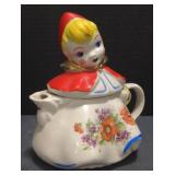 (M) Vintage Red Riding Hood Pottery Teapot.