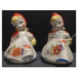 (M) Vintage Little Red Riding Hood Pottery Salt