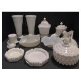 (M) Milk Glass Dishes including hobnail ash