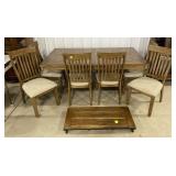 (F)Adjustable Wooden Dining Table and Fabric