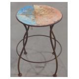 (H) Decorative Painted Metal Stool. Measuring