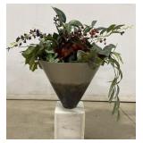 (F) Valpo Vase Marble Base Aluminum Vase Appr