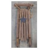 (H) Vintage Wooden Wall Hanging Sled Decoration.