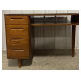 (AV) Wood Three Drawer Desk with Glass Top