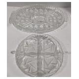 (AV) Vintage Glass Relish Dishes 14"x9" and 8"