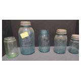 (M) Vintage Ball Mason Jars, Blue. No. 1,8,4, and