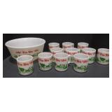 (M) Hazel Atlas Egg Nog Bowl and Drinking Mugs.