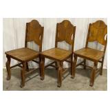 (AV)Set of 3 Decorative Carved Dining Chairs