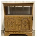 (P) Wood Rolling Microwave/TV Stand 15.5x26x29in