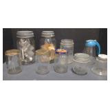 (M) Lot of various vintage glass jars, including