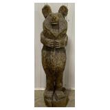(P)Wooden Decorative Carved Bear Statue