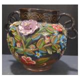 (P) Vintage Floral Design Vase. Measures