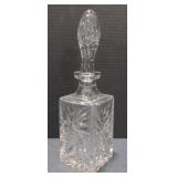 (P) Crystal Glass Square Base Decanter. Measures