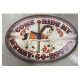(M) Merry Go Round Wooden Plaque. 16" Wide