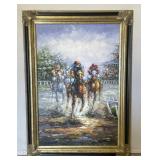 (E) Horse Racing Inspired Painting. 43"x21"
