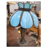 (M) Slag Glass Pendant shade w/lamp base.