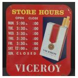 (M) Vintage Viceroy Metal Advertising Sign.