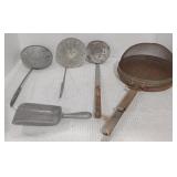 (H) Lot w/ Vintage Straining & Sifting Utensils