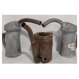 (H) Vintage Galvanized/Swingspout Oil Cans 8" &